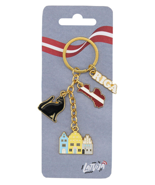 Rīgas suvenīru atslēgu piekariņš ar 4 simboliem